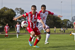 Mate Dugandzic was involved in Heart's second half consolation goal. Photo: Zee Ko
