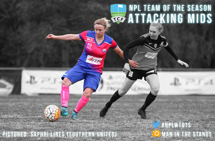 NPLW Team of the Season Graphic Header Attacking Midfielders - Saphri Lines (Southern United)